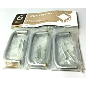 6 Packs Contempo Satin Nickel 3" Cabinet Pull Drawer Handles & Hardware 36 total